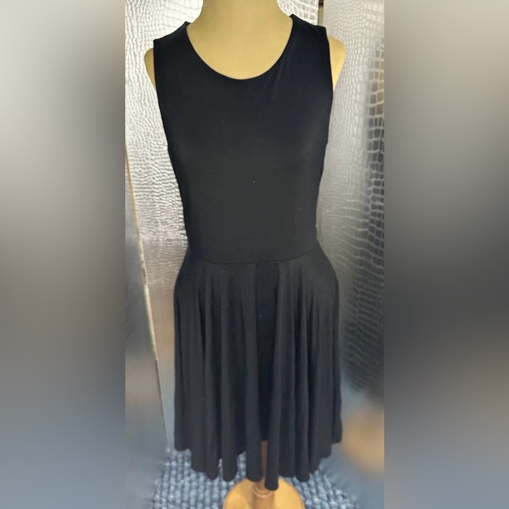 Willi Smith Vintage Sleeveless Black Tank Dress With Tiered Skirt Size Medium